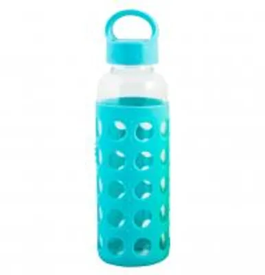 Immagine prodotto di H&H Bottiglia In Vetro Borosilicato E Silicone, 360 Ml, Azzurro