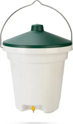 Zdjęcie produktu dla Wiadro z zaworami do picia - Kurczak - Białe/Zielone - 12 litrów - 31x31x39 cm