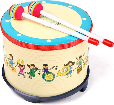 Produktbild von Kindertrommel Birkenholz 1 Stück, Spielzeug Für Kleinkinder Mit Cartoon-Motiv, Ideal Für Kindergarten Und Frühe Bildung