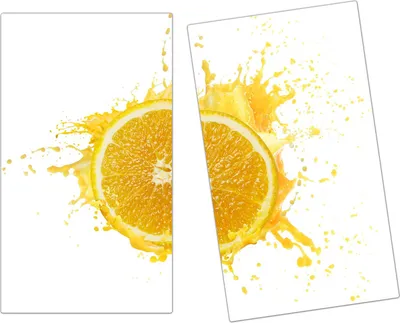 Produktbild von Spritzschutz Herdabdeckplatte Schneidebrett aus Glas Orangenspritzer 2-Teilig (60x52cm)