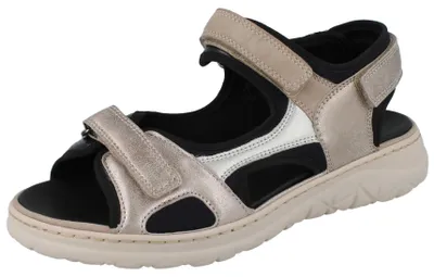 Produktbild von WALDLÄUFER H-Joline Damen Sandale grau beige schwarz Glattleder Textil - Größe: UK 5