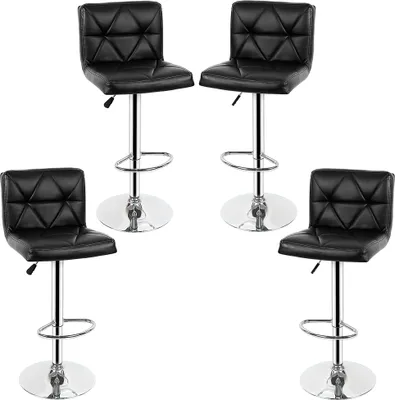 Produktbild von 4er set Barhocker aus Kunstleder, höhenverstellbar, Barsessel Barstuhl Esszimmer schwarz