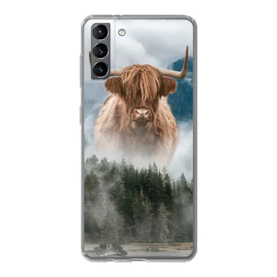 Produktbild von MuchoWow® Handyhülle Schutzhülle Hülle für Samsung Galaxy S21 Plus Schottische Highlander - Kühe - Nebel Silikon Softcase Handy Hülle - Handy-Tasche