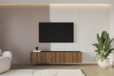 Produktbild von ALTDECOR TV-Schrank VIRA-W mit Gefrästen Fronten 2x100x40x40 Lowboard hängend, TV Möbel, TV Cabinet, Fernsehtisch, Fernsehschrank, TV Kommode, TV Tisch, TV Sideboard, TV Board - Schwarz / Katania