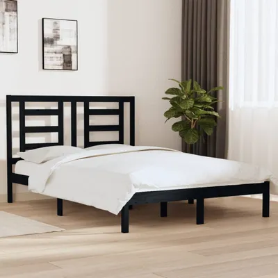 Produktbild von The Living Store Massivholzbett Schwarz Kiefer 140x190 cm
