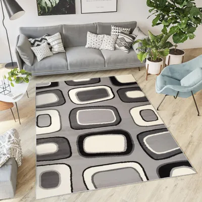 Produktbild von Tapiso Teppich DREAM Modern Weiß Schwarz Grau Wohnzimmer  250 x 350 cm