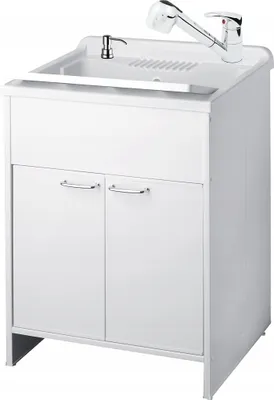 Obrázek produktu pro SIGO Sada Dřez + Spodní Skříňka 50cm se 2 Dvířky, Barva Bilá/Stříbrná
