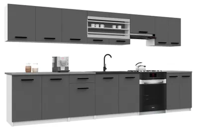 Immagine prodotto di Belini - Angolo cottura moderno ITALIA 3 - Mobili da cucina 320 cm, grigio - Cucina componibile con pensili, mobili base e piani di lavoro