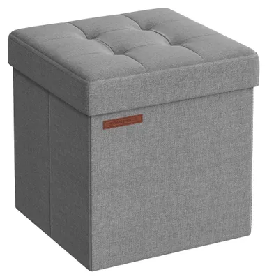 Immagine prodotto di SONGMICS, panca da seduta da 38 cm con spazio contenitore, baule pieghevole, scatola portaoggetti, poggiapiedi, grigio chiaro LSF027G12