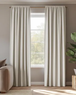 Produktbild von Vorhang Amber Blickdicht 140x270cm- Kräuselband - Wollweiß