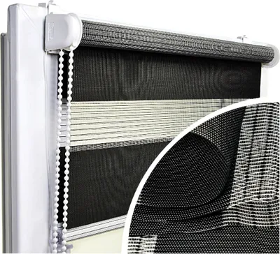 Produktbild von Voppi Dvojitá roleta bez vŕtania 50x150 cm čierna, okenná roleta Deň a Noc, jednoduchá neinvazívna inštalácia