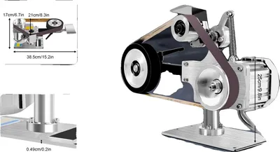 Produktbild von Elektrische Mini-Bandschleifmaschine, Hochwertiges Material, Verstellbarer Arbeitstisch, Leiser Betrieb, Kompaktes Design, Vielseitige Oberflächenkompatibilität