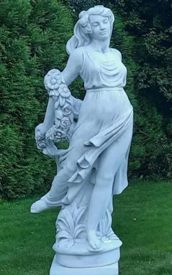 Immagine prodotto di Casa Padrino scultura da giardino in stile liberty donna grigia h. 175 cm - Elegante figura in pietra per la decorazione del giardino - Accessori da giardino barocchi e liberty