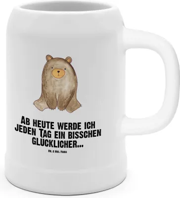 Produktbild von Mr. & Mrs. Panda Seidel Bär sitzend - Weiß - Geschenk, Teddy, Bier, Humpen, Bierhumpen, Krug, Steinkrug