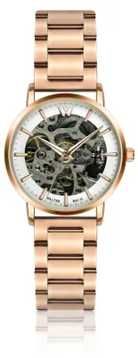 Produktbild von Automatik-Damenuhr analog Roségold Edelstahl 36 mm Gehäuse gehärtetes Mineralglas