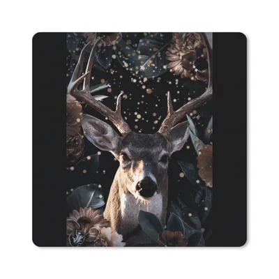 Produktbild von MuchoWow® Mauspad Mousepad Hirsche - Blumen - Licht - Botanisch 30x30 cm - Mousepads - Maus Mat - Pad - Mausunterlage - Gaming