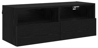 Image de Meuble TV mural Chêne noir 80 x 30 x 30 cm Bois d'ingénierie
