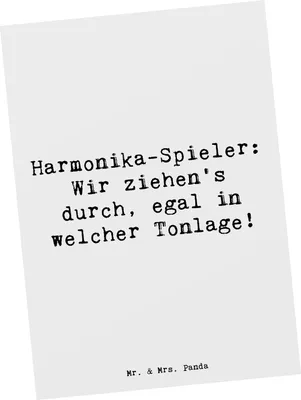 Produktbild von Mr. & Mrs. Panda Grußkarte Spruch Harmonika Spieler - Weiß - Geschenk, Spaß, Postkarten, Kunstkarten, Musikinstrument, Instrument, Musiker, Musizieren, Musik, lernen