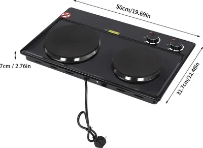 Obrázok produktu pre Elektrická varná doska – dvojzónová varná doska – 2500 W, infračervené vykurovanie – 6-stupňové nastavenie teploty – Vhodná pre domáce použitie a kemping – Vhodná pre všetky hrnce