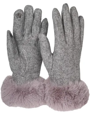 Productafbeelding van styleBREAKER Dames touchscreen handschoenen, effen kleur, met imitatiebont details, warme wanten, wintermodel 09010038