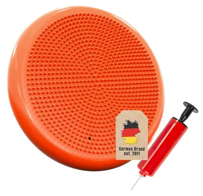 Produktbild von EmpireAthletics Balancekissen Sitzkissen Wackelkissen Aufblasbar, Luftkissen inkl Pumpe, Balance Trainer für Fitness Yoga Büro, Koordination Stabilität Training, Massage Oberfläche, Orange