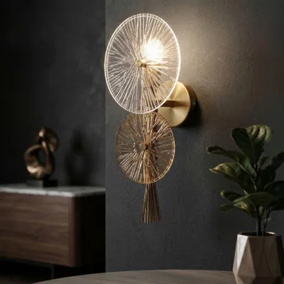 Obrázok produktu pre Nástenná lampa z kovu a skla, zlatá 20x14x41 cm