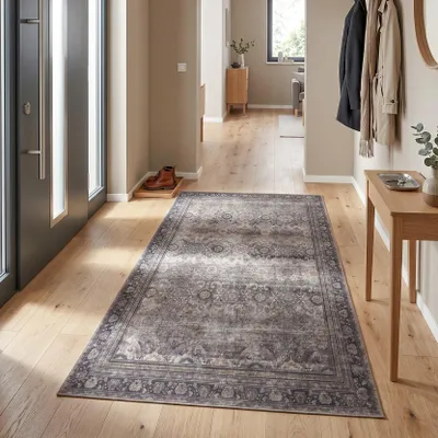 Image de Homebyhome Tapis lavable vintage tapis court couloir cuisine chambre design oriental entretien facile Taille: 80x150 cm