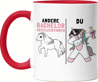 Produktbild von Andere Bachelorabsolventinnen Du Tasse Rot  Pferd Einhorn Geschenkidee Lustig Studentin Studium Hochschule Uni