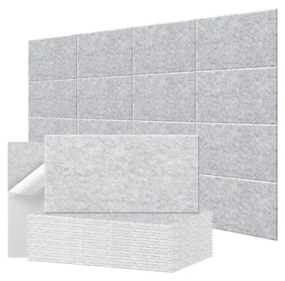 Produktbild von Schallschutz Wandpaneele - Akustikplatten 16er Set - Selbstklebend - Hochdichte Polyesterplatten - Für Musikstudio, Heimstudio - Grau
