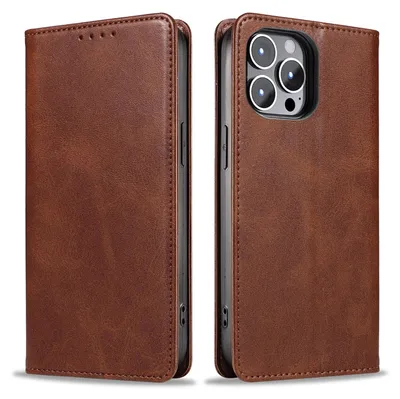 Produktbild von Handyhülle für Apple iPhone 13 Pro Kunstleder Flip Cover Hülle Klapphülle Case Kartenfach Farbe: Dunkelbraun