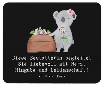 Produktbild von Mr. & Mrs. Panda Mouse Pad Bestatterin Herz - Schwarz - Geschenk, Mauspad, laptop mousepad, computer