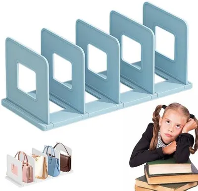 Produktbild von Handtaschenregal - 5 Fächer - Verstellbarer Schrankorganizer für Handtaschen - Regaleinteiler und Taschenhalter - Platzsparend - Blau