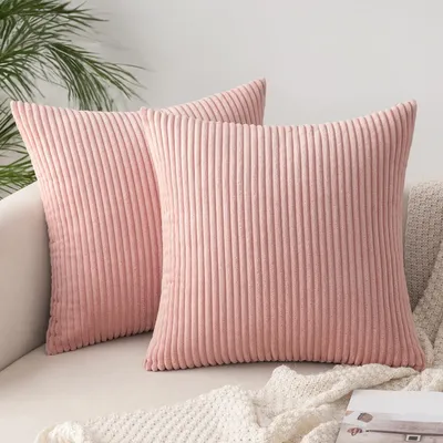 Produktbild von Kissenbezüge Kordsamt 2er Set Rosa 45x45cm Weich Dekokissenhülle