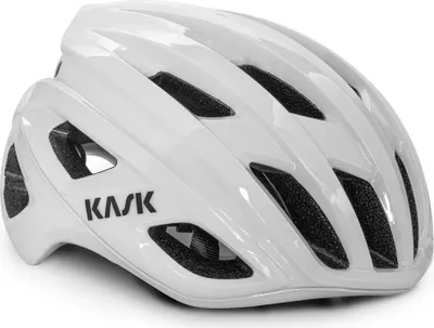 A white Kask Mojito 3 WG11 helmet is shown from a three-quarter angle against a white background.