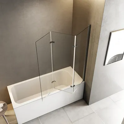 Produktbild von Heilmetz Duschabtrennung 130x140cm Badewannenfaltwand Schwingtür für Badewanne, Duschwand Badewannenaufsatz mit 6mm Nano Easy Clean Glas