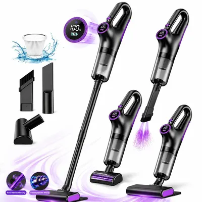Produktbild von 4-in-1 Tragbar Handstaubsauger, 15000Pa Kabelloser Staubsauger, Stabstaubsauger mit LED-Anzeige, HEPA-Filter, Staubsauger für Zuhause & Hartholzboden