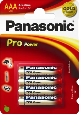 Obrázek produktu pro Panasonic 1x4 LR03PPG, Baterie na jedno použití, Alkalický, 1,5 V, 4 kusů, Modrá, Zlato, Červená, 10,5 mm
