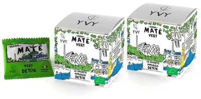 Image de YVY MATÉ Yerba Mate VertGrand Cru | Lot de 2 boîtes | Format pratique 15 sachets de thé maté | 100% feuilles Non Fumé, Sans Tige, Sans Poussière | Infusion proche du thé vert | Boisson Détox