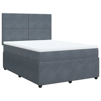 Produktbild von Boxspringbett mit Matratze Dunkelgrau 140x200 cm Samt