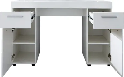 Produktbild von trendteam Garderobe Schreibtisch Amanda Schminktisch Weiß Melamin/Weiß Hochglanz Tiefzieh 120 x 76 x 41 cm