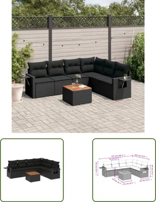 Produktbild von The Living Store 7-tlg. Garten-Sofagarnitur mit Kissen Schwarz Poly Rattan