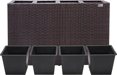 Produktbild von Pflanztopf aus Polyrattan, braun, 95 x 27 x 60 cm, für drinnen und draußen