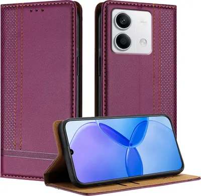 Obrázek produktu pro Pouzdro pro Xiaomi Redmi Note 13 5G kožené flipové pouzdro s funkcí stojánku Fialová