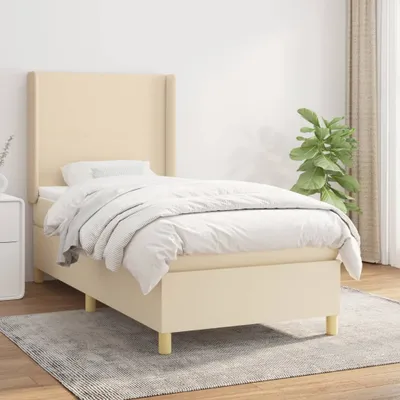 Produktbild von The Living Store Boxspringbett mit Matratze Creme 90x190 cm Stoff