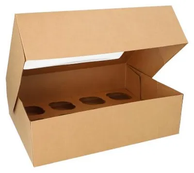 Produktbild von Cupcake-Kartons eckig 10 cm x 35 cm x 27 cm mit Sichtfenster aus PLA