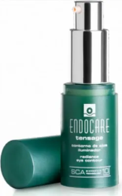 A product shot of an eye contour cream bottle with its cap off.
