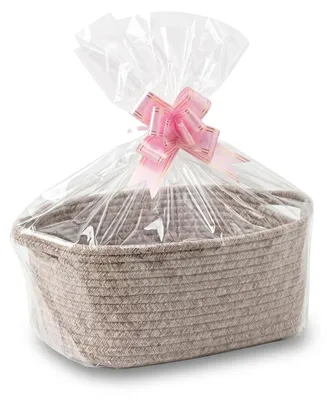 Produktbild von Geschenkkorb mit Henkel - Geflochtener Präsentkorb aus Baumwollseil - Zur Aufbewahrung und Dekoration - Ø 30 cm