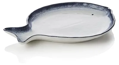 Produktbild von 6x Fischteller Set, weiß blau, 35 x 26 x 3 cm, Porzellan