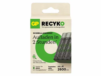 Obrázek produktu pro GP Batteries ReCyko+ M452, Nikl-metal hydridová (NiMH), AA, 4 kusů, Baterie