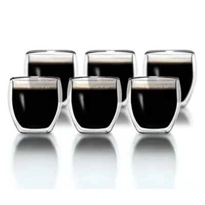 Produktbild von Klasique Doppelwandige Cappuccino Gläser Set 250ml – 6er Thermogläser mit Schwebeeffekt, doppelwandig, Borosilikatglas, spülmaschinengeeignet